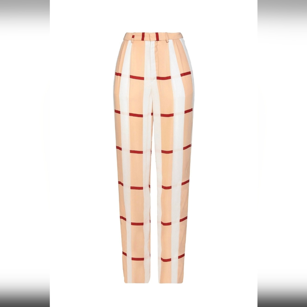 Sonia Rykiel Orange and White Striped Silk Pants